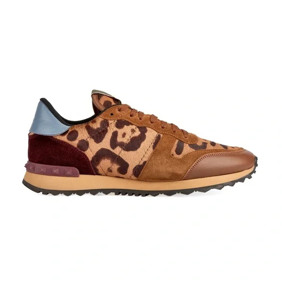 Valentino Garavani Leopard Pony Hair Rockstud Trainers Size 8 - Picture 14 of 14